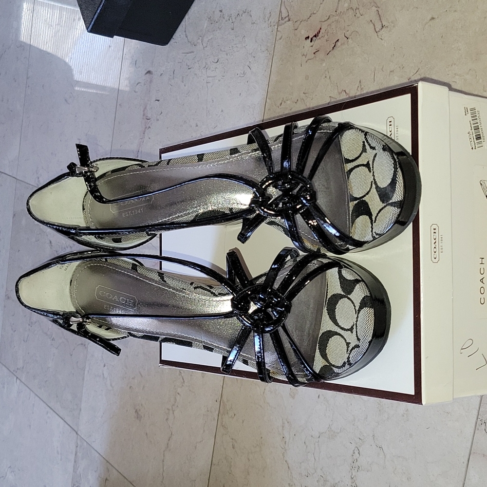 Coach Wedges - black with cork heel. size 10